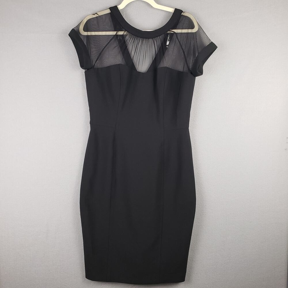 Maggy London Women's Size 10 Mesh Panel Bodycon Mini Dress Black Cocktail Party